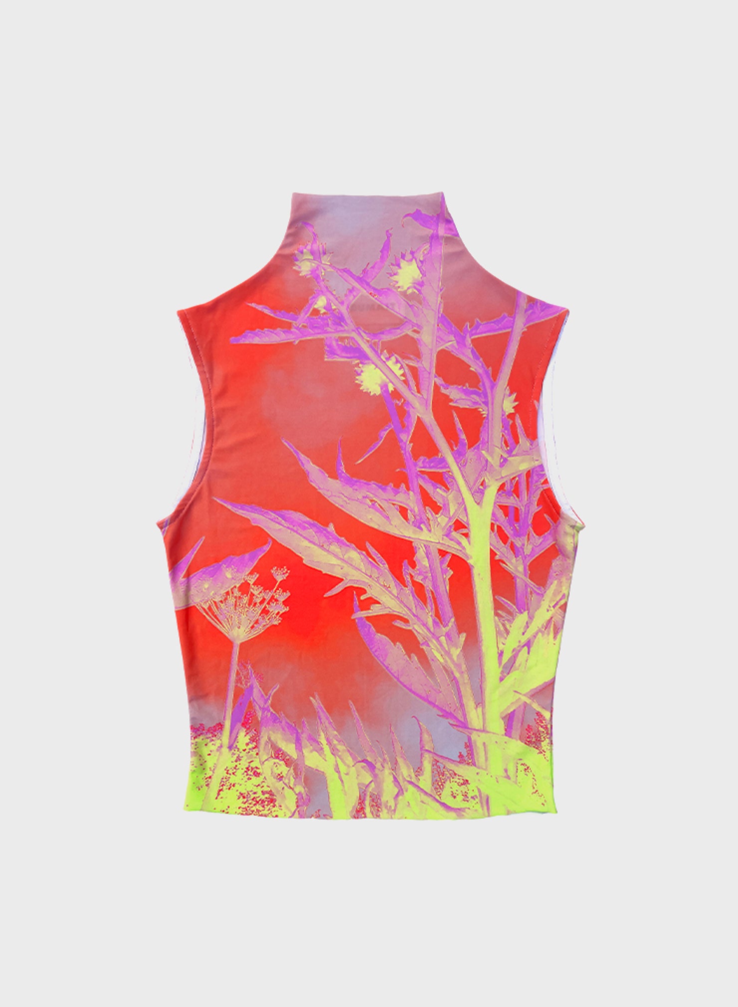 High Neck Top in Red Artichoke Print - MADE TO ORDER