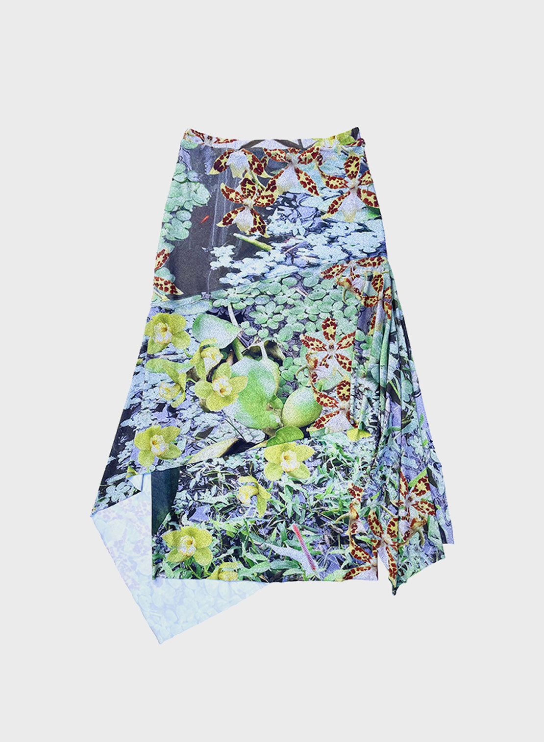 Asymmetric Skirt in Flower Lake Print - MADE TO ORDER