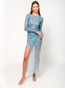 sheer dress blue Melody With a sparkly sheer embroidered fitted bodice covered with exquisite sequins Daisy Edgar-Jones Wears Pale Blue