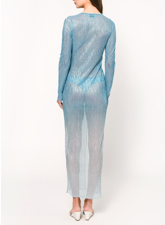 Gia Blue Sheer Maxi Dress – KIRKE