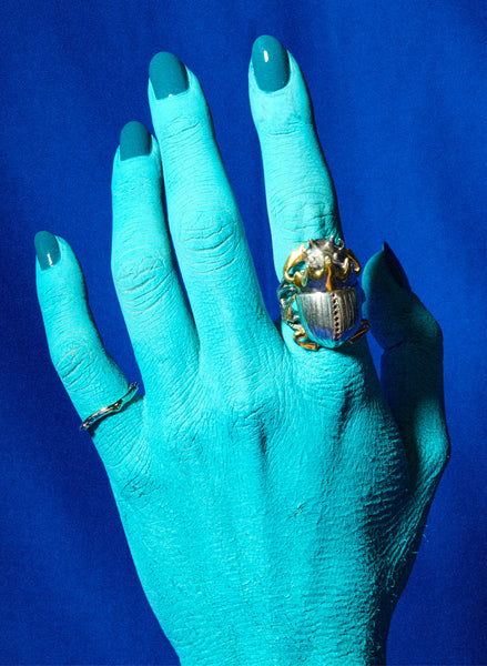 Gilded Scarab Beetle Ring