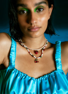 Strawberry & Freshwater Pearl Open Collar Necklace