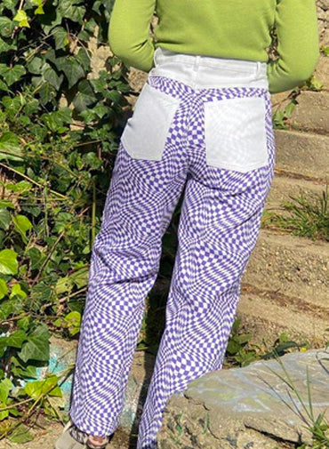 Robyn Purple Check Jeans