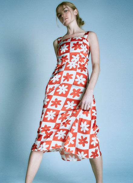 Sloane Midi Slip Dress in Daisy Print