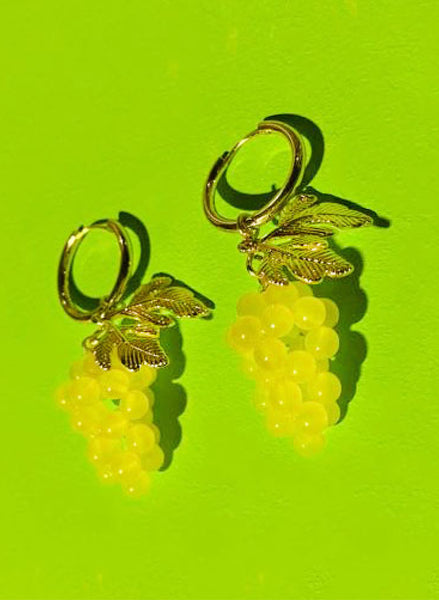 Grape Drop Earrings with 18k Gold Vermeil Hoops