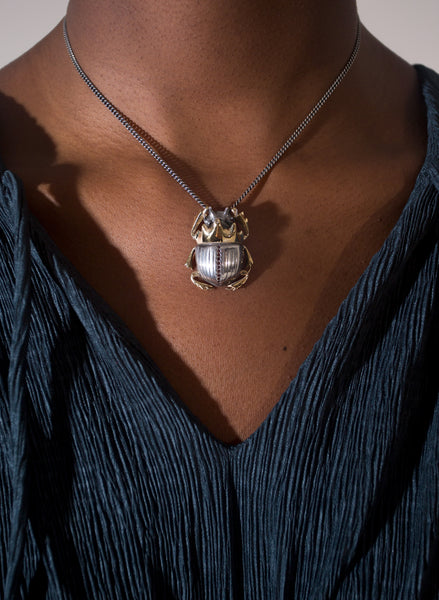 Gilded Scarab Beetle Necklace